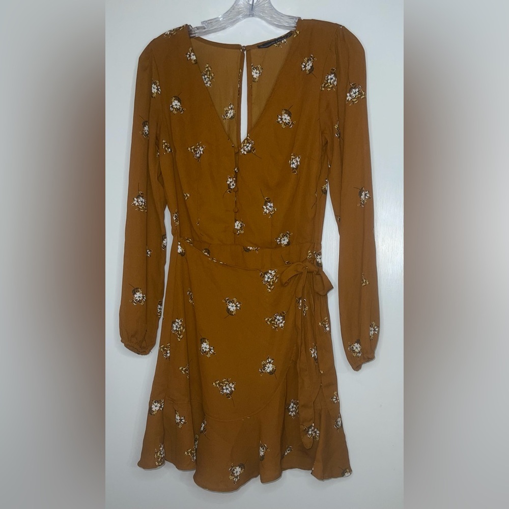Abercrombie & Fitch Brown Floral Long Sleeve Mini Dress - Size XS.